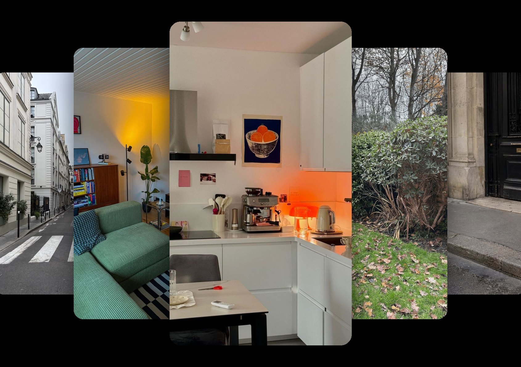 The same creator filmed in a street, a kitchen and a living room